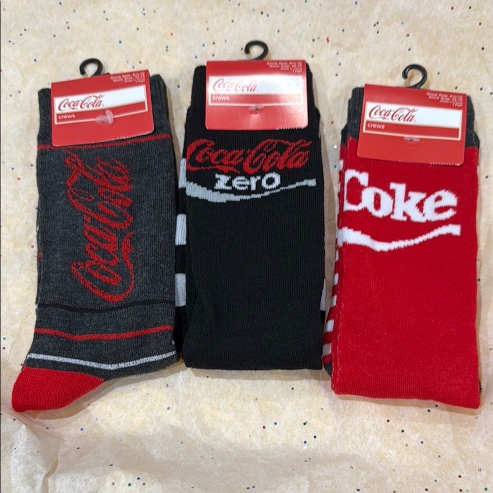 Coca Cola Men's Crew Socks - Red, Black, Gray